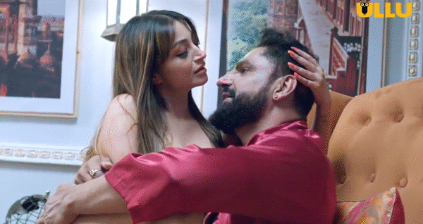 Ullu Web Series Woodpecker Episode 1 Shanaya sitting on lap of Ajay