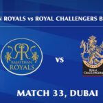 IPL 2020 RR vs RCB 33rd Match Live Score, Playing XI’s, Win Prediction, Result 17 October 2020