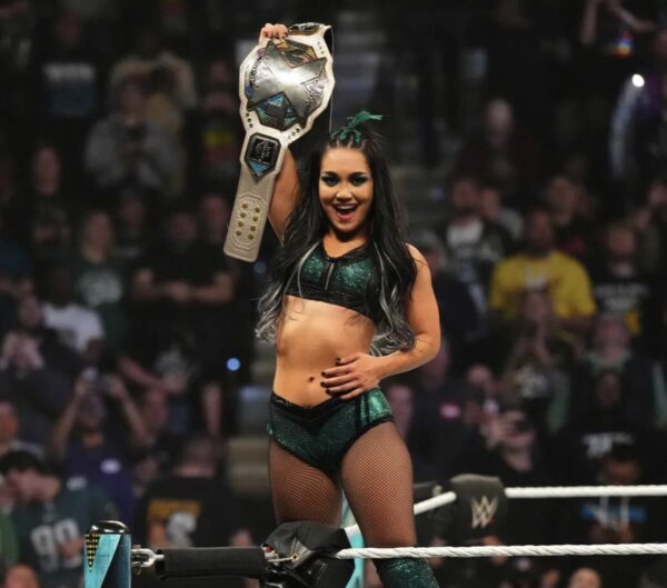 Roxanne Pererz after becoming champion and beating Lyra Valkyria at NXT Stand And Deliver 2024