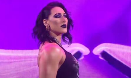 Rhea Ripley seductive face close up during ring entrance