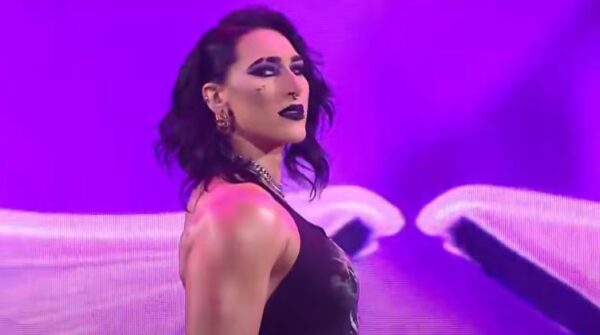 Rhea Ripley seductive face close up during ring entrance 