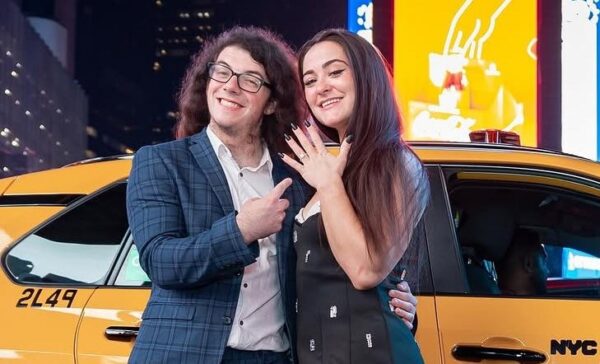 Lyra Valkyria and her boyfriend LJ Cleary celebrating their engagement 