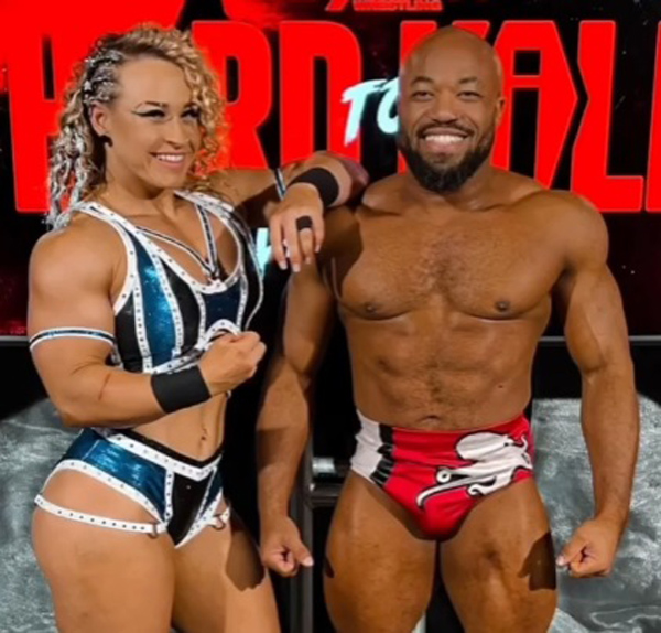 Jordynne Grace showing off her strong body along with her husband Jonathan Greshan 