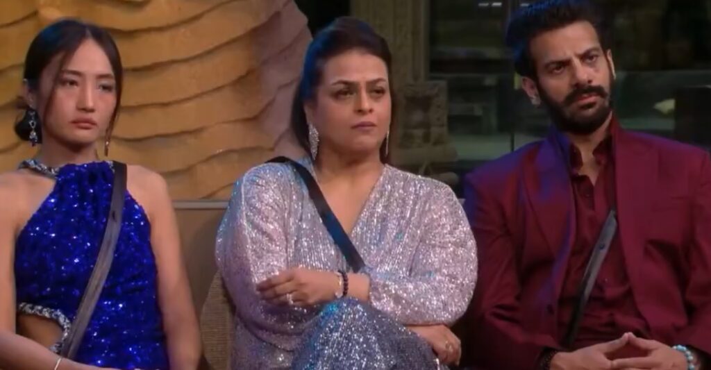 Bigg Boss 18 Weekend Ka Vaar Spoilers Karan, Chum, and Shilpa sitting picture