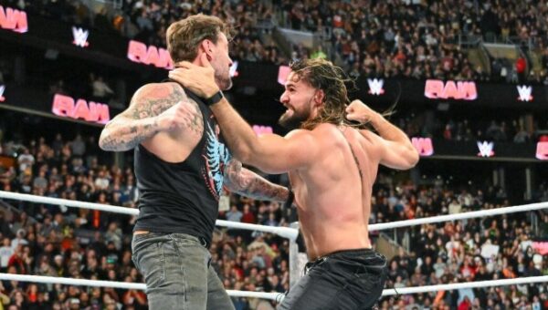 WWE RAW 16 Dec 2024 CM Punk vs Seth Rollins opening segment brawl photo