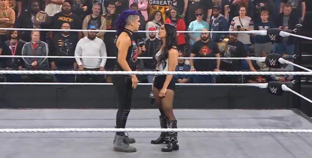 WWE NXT 14 Jan 2025 Bayley and Roxanne Perez confrontation in the Main Event Segment