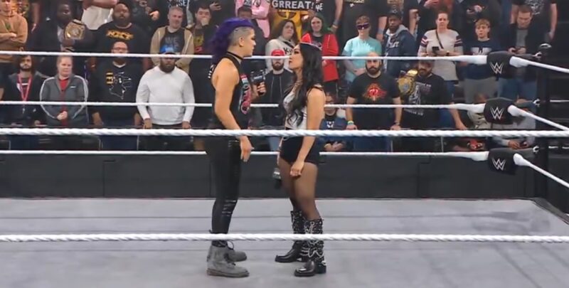 WWE NXT 14 Jan 2025 Bayley and Roxanne Perez confrontation in the Main Event Segment