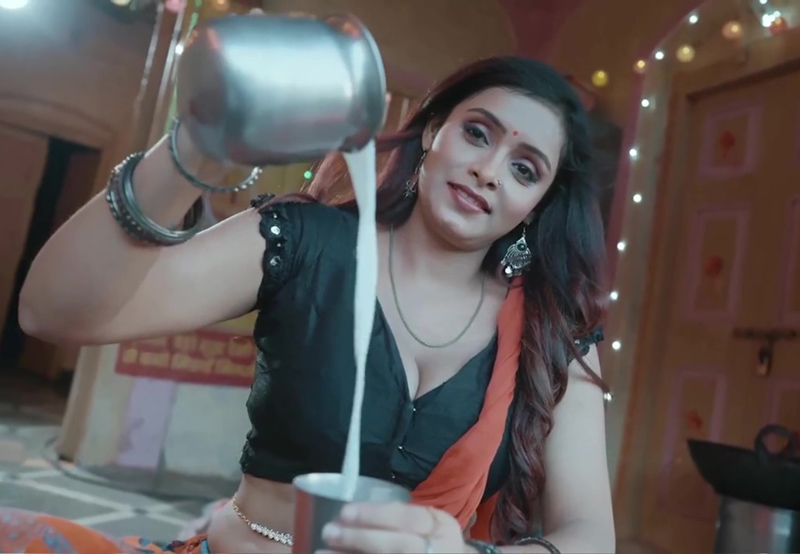 Mithai Wali ULLU Web Series 2025 Mala Serving Milk at her Shop