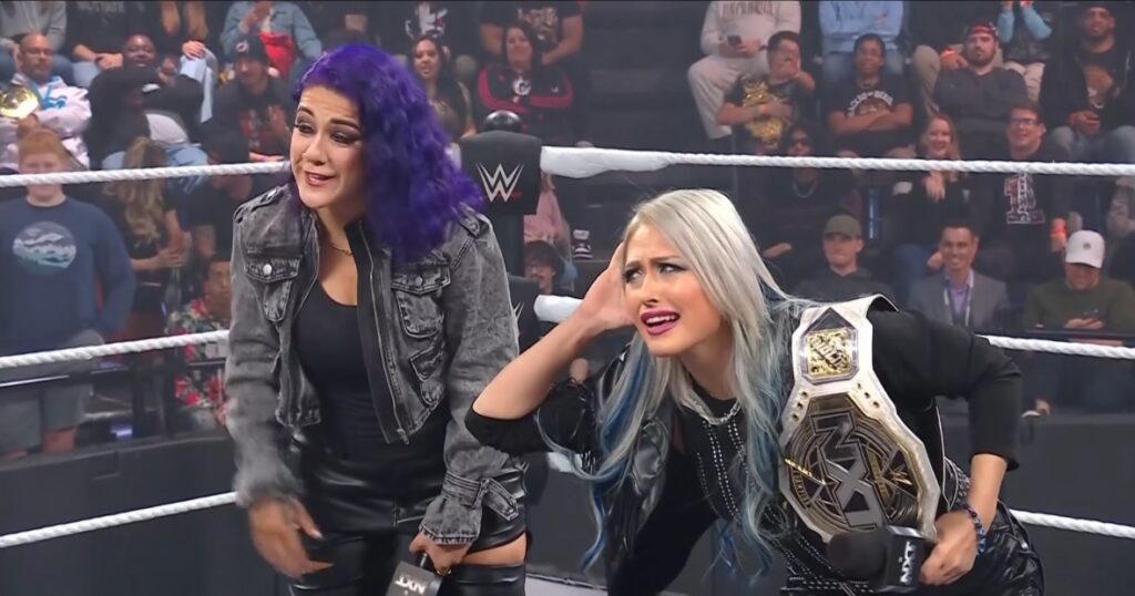 WWE NXT 21 Jan 2025 Bayley and Giulia making fun of Roxanne Perez and Cora Jade