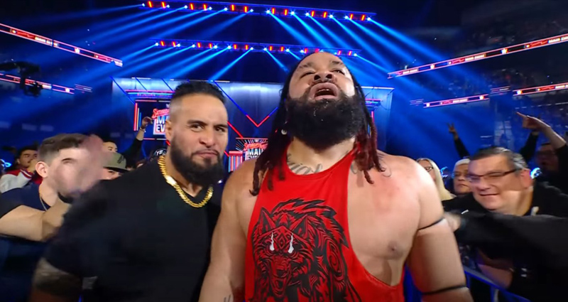 WWE Saturday Night’s Main Event 25 Jan 2025 Jacob Fatu on the ramp with Tama Tonga after attacking Braun Strowman