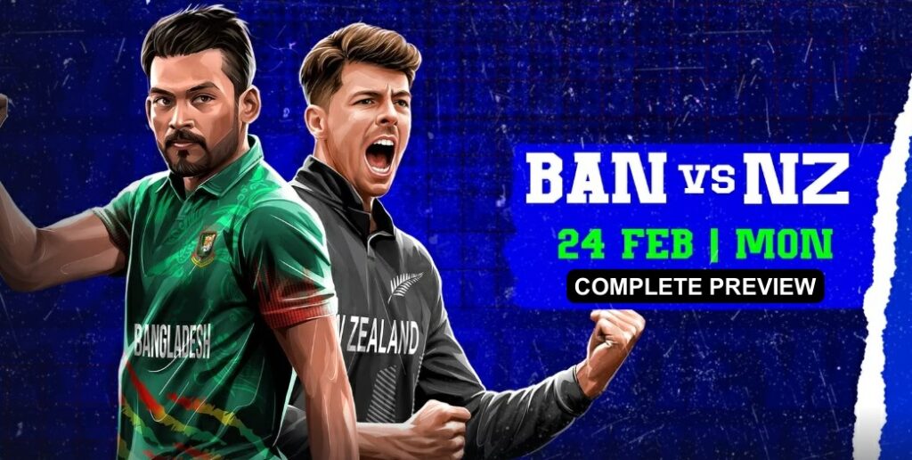 Bangladesh vs New Zealand (Champions Trophy) 24 Feb 2025 Najmul Hossain Shanto vs Mitchell Santner battle
