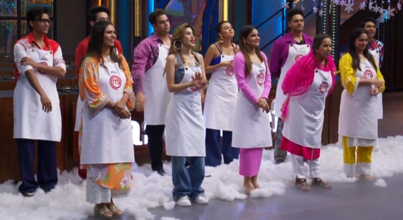 Celebrity MasterChef India Episode 7 (4 Feb 2025) All 11 Participants standing together hearing the rules