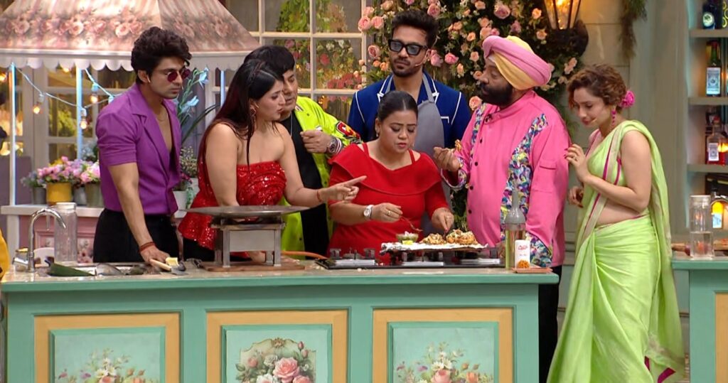 Colors TV Laughter Chefs Season 2 Episode 7 Chef Harpal Singh Sokhi enjoying the Masala Pav cooked by Mannara Chopra and Sudesh Lehri