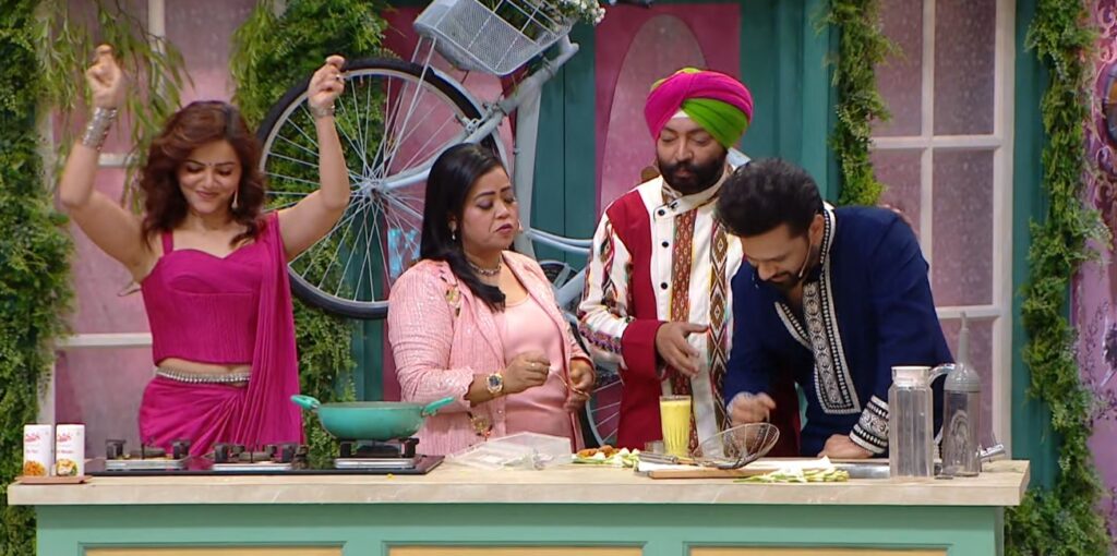 Colors TV Laughter Chefs Season 2 Episode 9 (22 Feb 2025) Chef Harpal Singh Sokhi tasting Singhade Ke Vade made by Rubina Dilaik and Rahul Vaidya