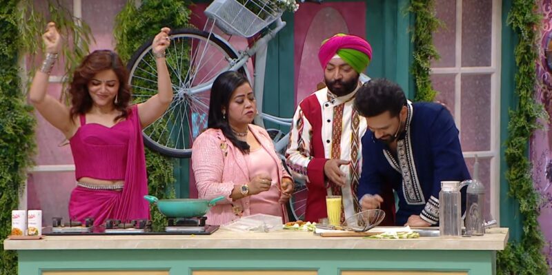 Colors TV Laughter Chefs Season 2 Episode 9 (22 Feb 2025) Chef Harpal Singh Sokhi tasting Singhade Ke Vade made by Rubina Dilaik and Rahul Vaidya
