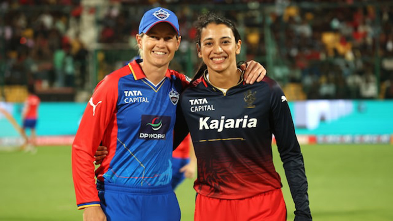 DC vs RCB (WPL Season 3) 17 Feb 2025 Match 3 Meg Lanning and Smriti Mandhana during the coin toss