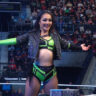 WWE RAW 17 Feb 2025 Roxanne Perez posing on turnbuckle during her entrance