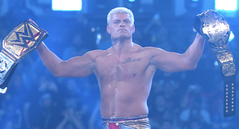 WWE Royal Rumble (1 Feb 2025) Cody Rhodes celebrating after defeating Kevin Owens