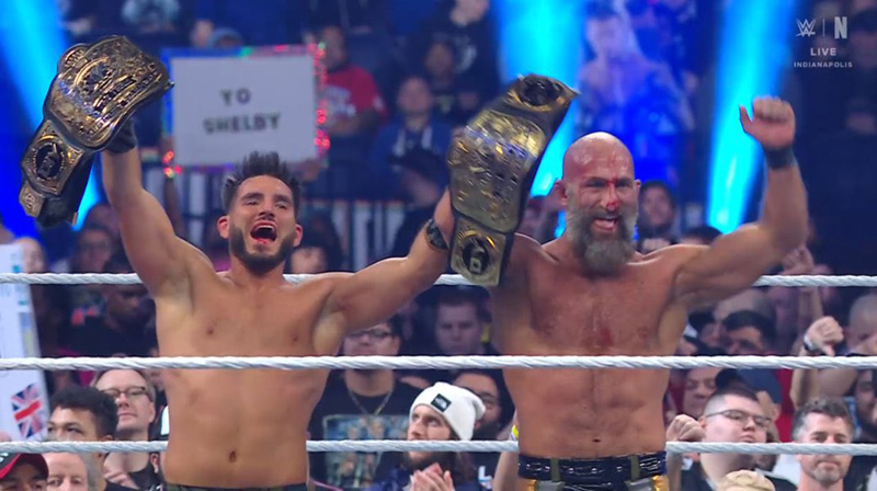 WWE Royal Rumble (1 Feb 2025) Tommaso Ciampa and Johnny Gargano celebrating after winning their match