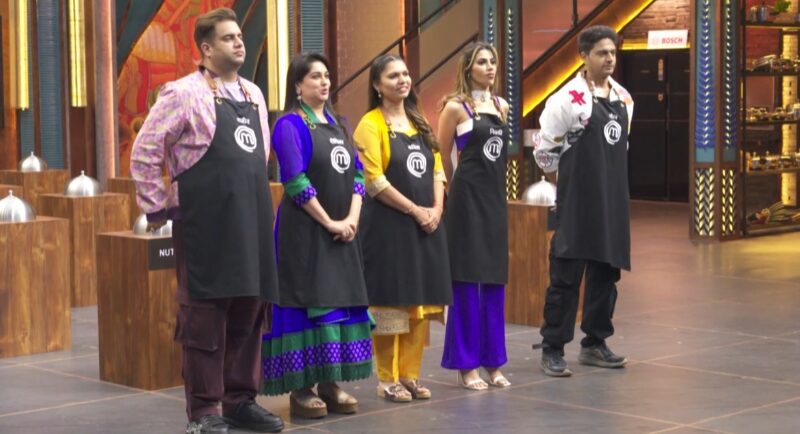Celebrity MasterChef India Episode 30 (7 March 2025) All 5 Contestants hearing 3 judges explaining Lucky Dip Black Apron Challenge rules