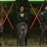 MTV Roadies Double Cross Episode 21 (22 March 2025) Rhea Chakraborty, Neha Dhupia, and Elvish Yadav sitting together during vote out