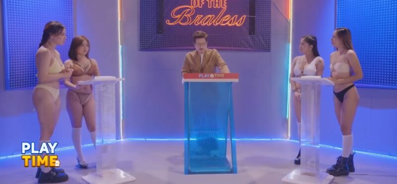 VMX Wow Mani Season 1 (2025) Episode 5 Team PBA and Team NBA with their tops and skirts removed during Battle of the Braless