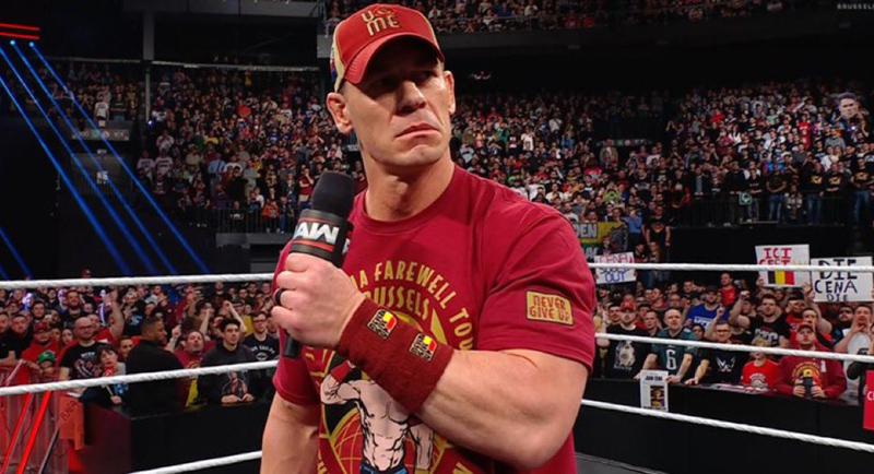 WWE RAW 17 March 2025 John Cena cutting a fiery heel promo in front of crowd