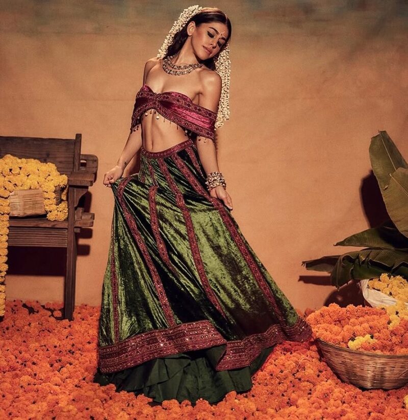 Khush Wedding Magazine Photoshoot April 2025 Alaya F looking sexy in lehenga choli dress