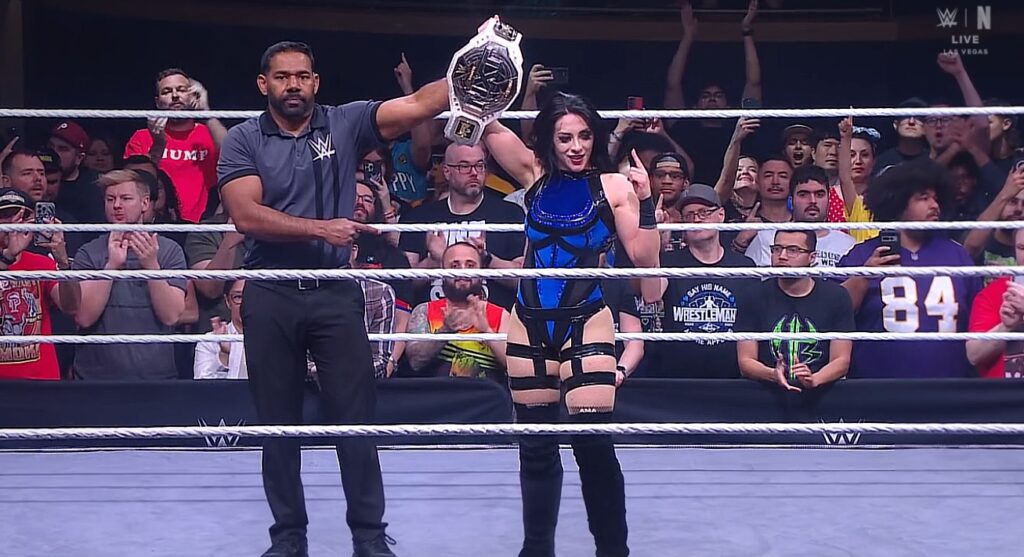 WWE NXT 22 April 2025 Recap Referee raising Stephanie Vaquer's hand after her win