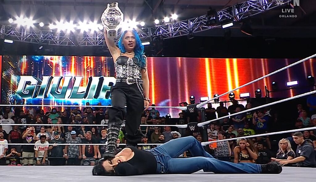 WWE NXT 8 April 2025 Recap Giulia putting her feet on Stephanie Vaquer's face