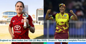 Read more about the article England Women vs West Indies Women 2nd T20I (23 May 2025): Dream11 Tips, Pitch Report & Live Streaming Details!