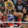 WWE RAW 12 May 2025 Recap IYO SKY and Rhea Ripley celebrating their victory in the ring