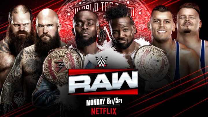 WWE RAW Preview (May 26, 2025) The New Day vs The War Raiders vs The Creed Brothers match poster