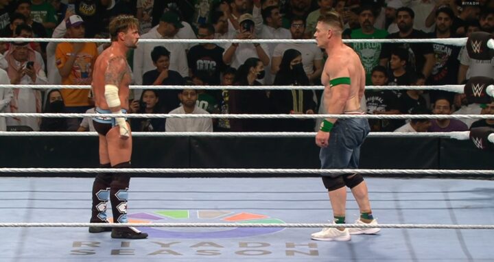 CM Punk and John Cena competing against each other during the main event of WWE Night of Champions (2025)
