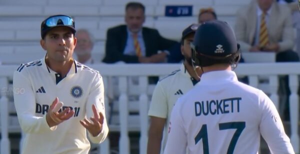 Shubman Gill telling Ben Duckett to grow some balls