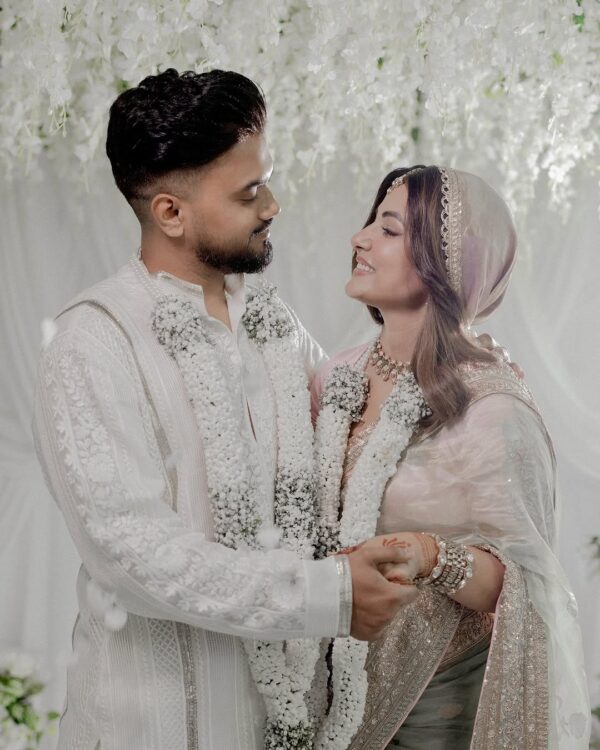 Hina Khan and Rocky Jaiswal in bride and groom clothes