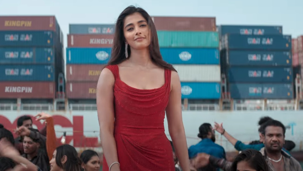 Pooja Hegde in red dress from Monica looking bubbly