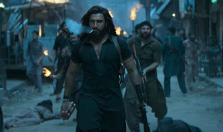 Ranveer Singh walking along with his gang holding a gun in Dhurandhar (2025) film