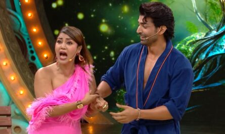 Debina Bonnerjee crying as Gurmeet Choudhary about to cut her nails on Pati Patni aur Panga Season 1 Episode 5