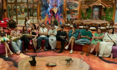 All Participants of Bigg Boss 19 sitting on couch in living area for week 2 nominations process