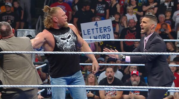 WWE SmackDown 19 September 2025 Brock Lesnar and Corey Graves inside the ring