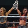 WWE NXT No Mercy (2025) Jacy Jayne celebrating with Fallon Henley