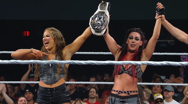 WWE NXT No Mercy (2025) Jacy Jayne celebrating with Fallon Henley