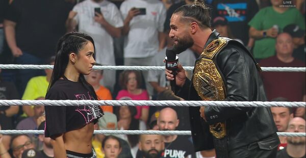 AJ LEE and Seth Rollins heated promo on WWE RAW 15 September 2025 episode