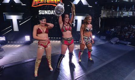 WWE NXT 19 August 2025 Jacy Jayne, Fallon Henley, & Jazmyn Nyx celebrating their win