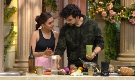 Karan Kundrra and Tejasswi Prakash getting romantic on laughter chefs 2 ep 44