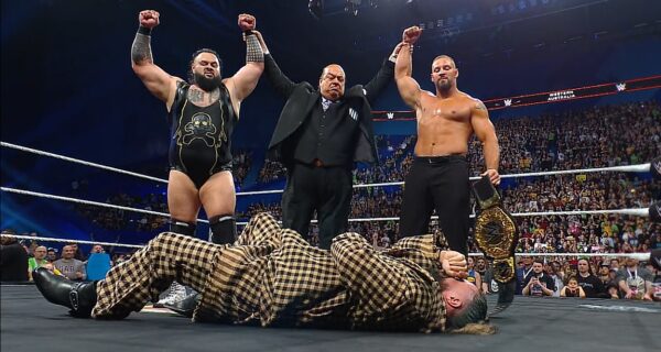 WWE RAW 13 October 2025 Bronson Reed and Bron Breakker celebrating after betraying Seth Rollins