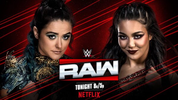 Roxanne Perez vs Lyra Valkyria mastch advert from WWE RAW 8 December 2025 show