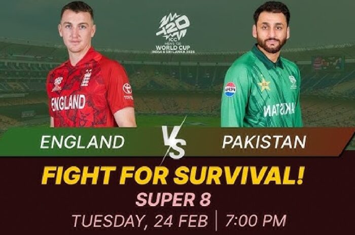 England vs Pakistan (Feb 24, 2026) Super 8 Match: Pitch Report, Rain Forecast, Probable Playing XIs, and Winner Prediction