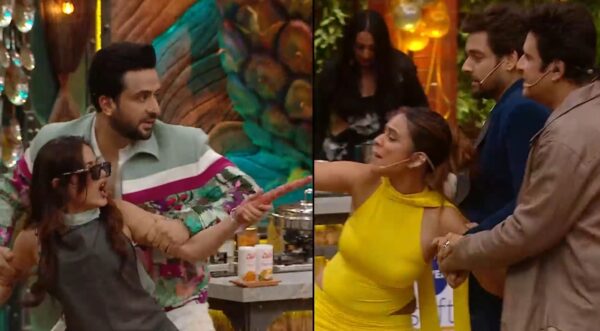 Jannat Zubair and Nia Sharma having a fight over a can of cereal on Laughter Chefs Season 3 Episode 38